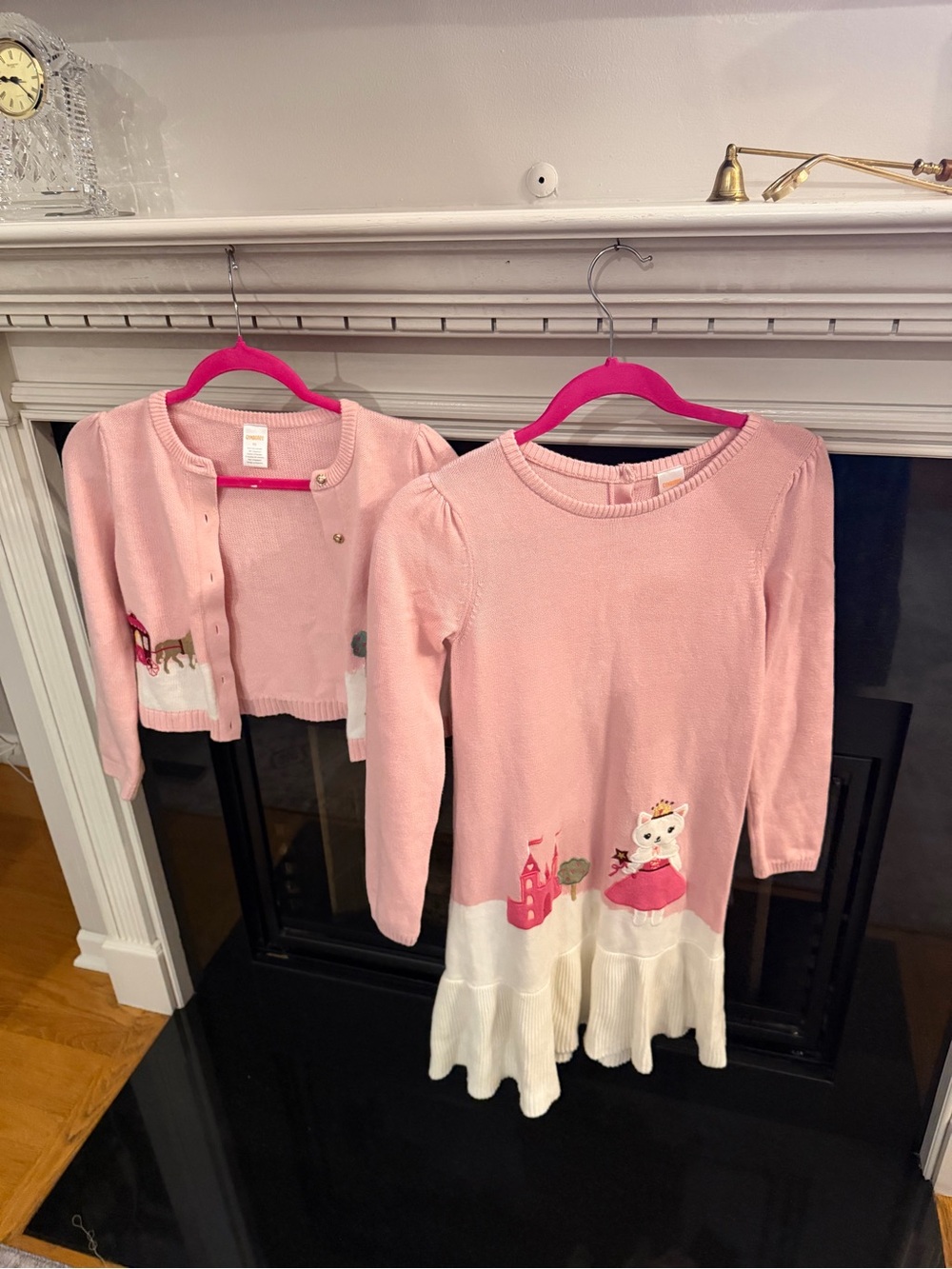 Gymboree Pink & Cream Princess Cat Dress and Cardigan Set
